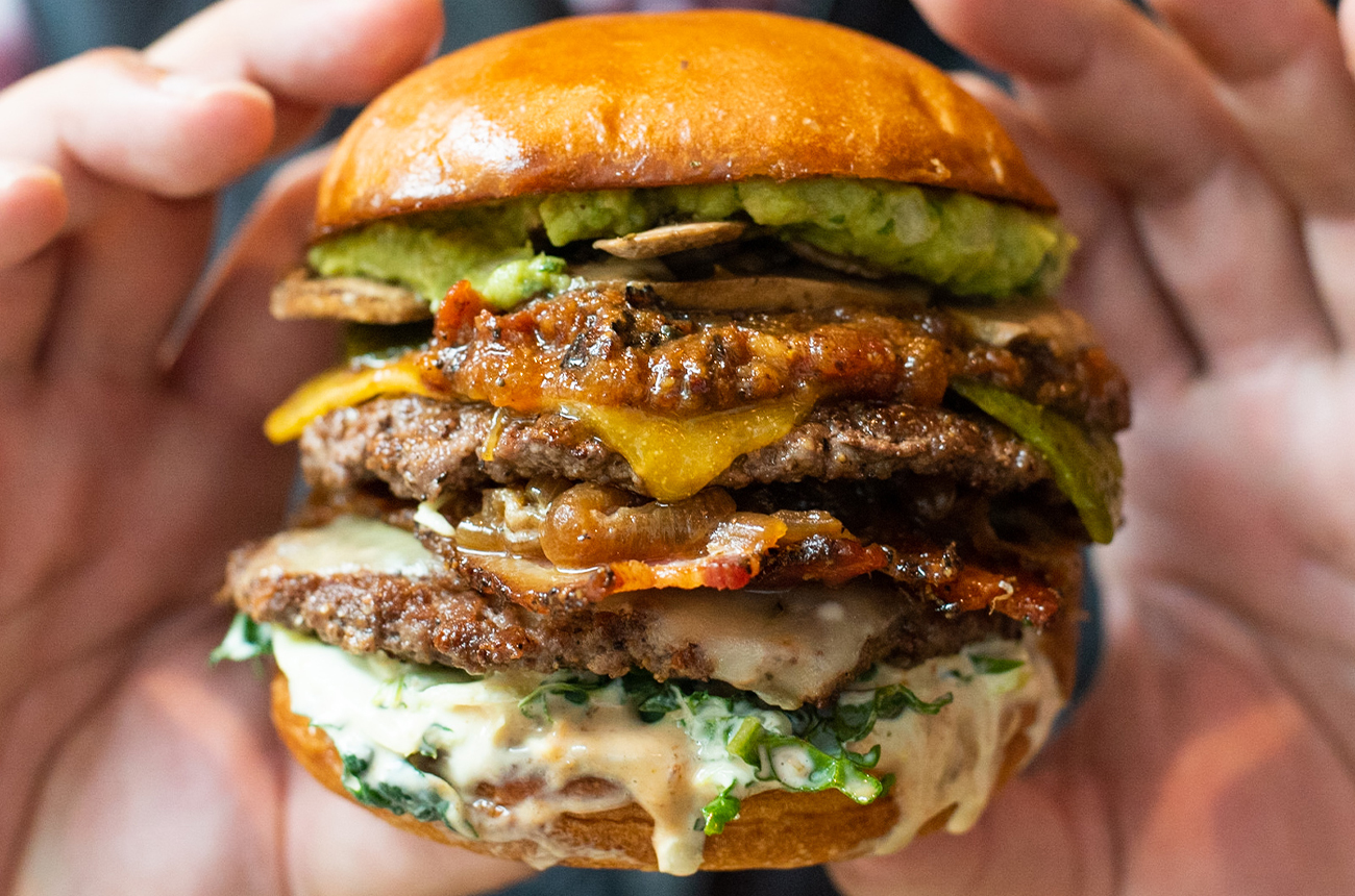 stacked burgers