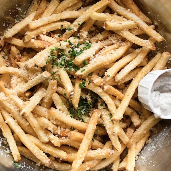 French fries with parmesan cheese.